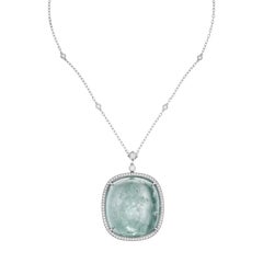 215.20 Carats Aquamarine and Diamond White Gold Pendant Necklace