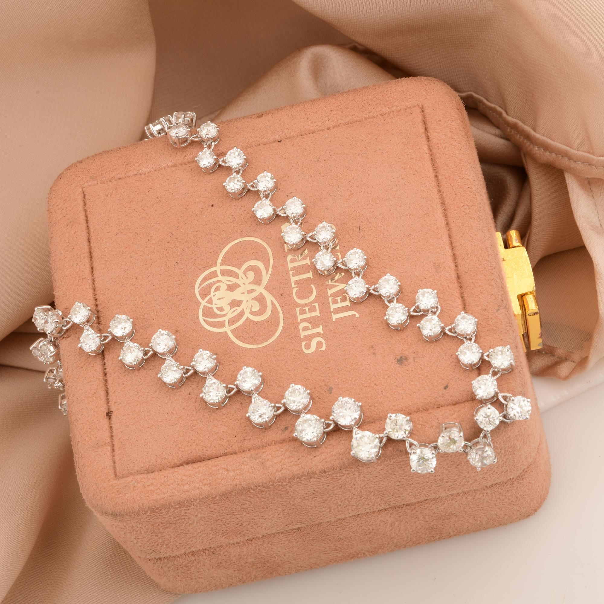 21.54 Carat SI Clarity HI Color Diamond Cluster Choker Necklace 14k White Gold In New Condition For Sale In Diera, Dubai