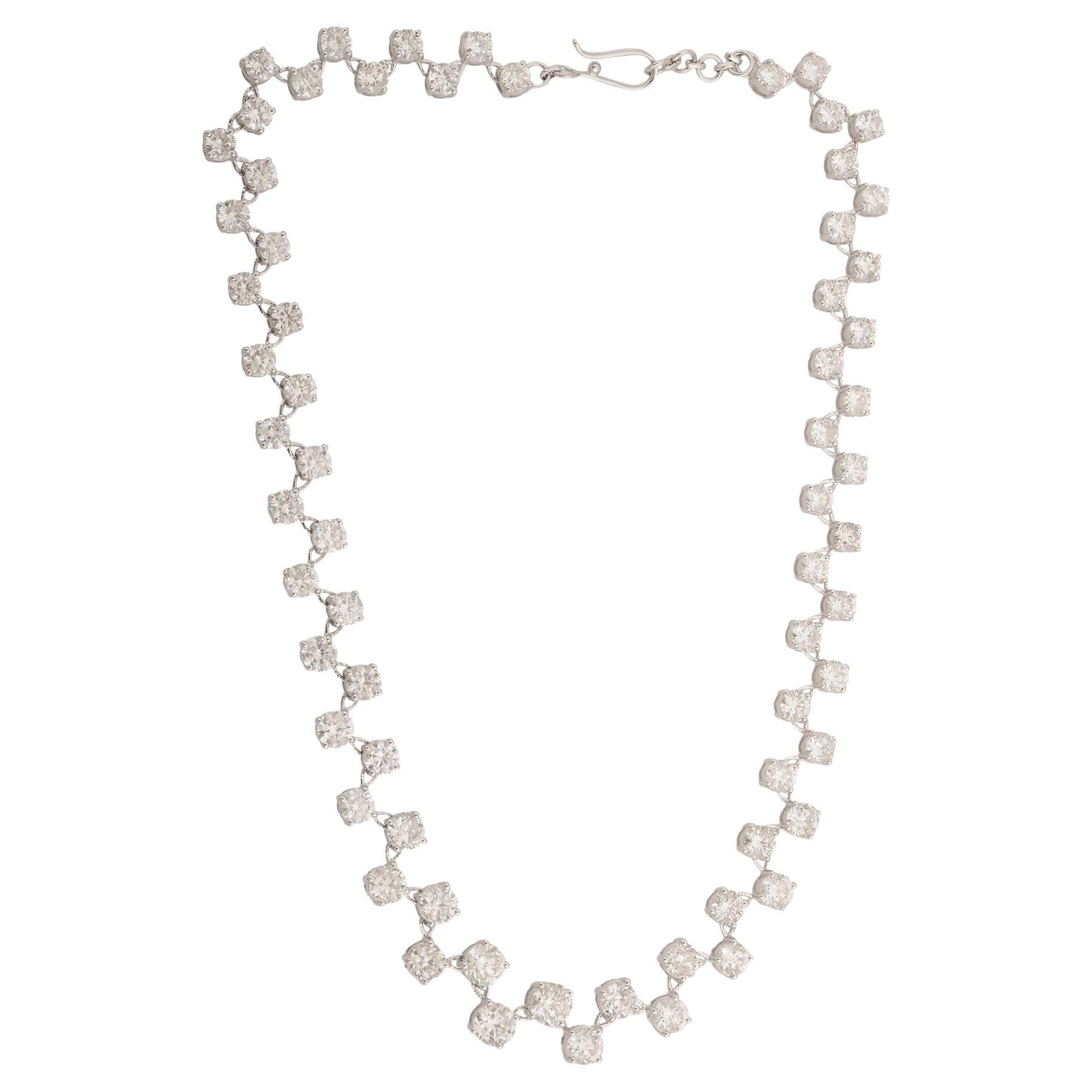 21.54 Carat SI Clarity HI Color Diamond Cluster Choker Necklace 14k White Gold