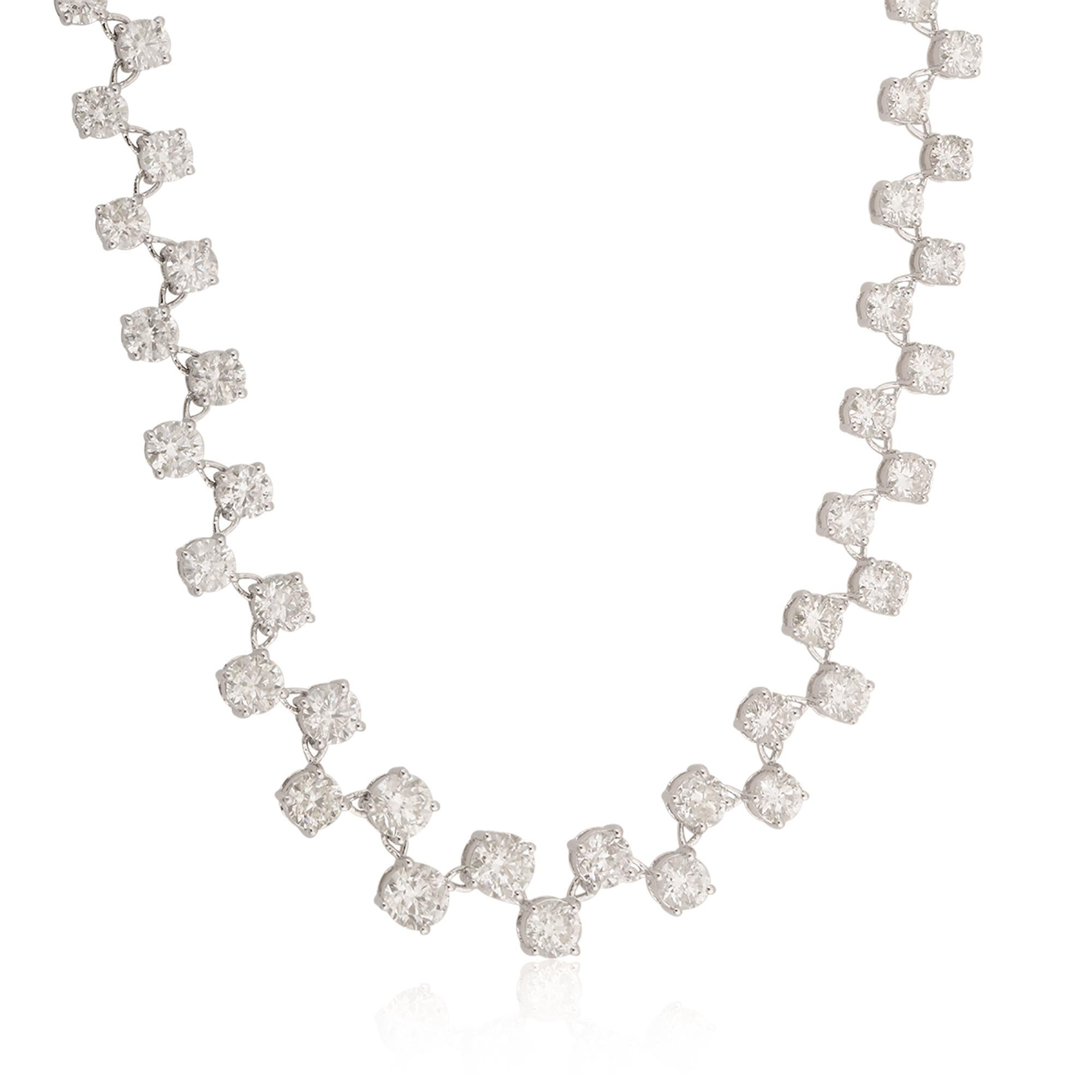 21,54 Karat SI Reinheit HI Farbe Diamant Cluster Choker Halskette 18k Weißgold im Angebot 1