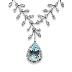 21.58 Carat PARAIBA TOURMALINE and Diamond White Gold Necklace