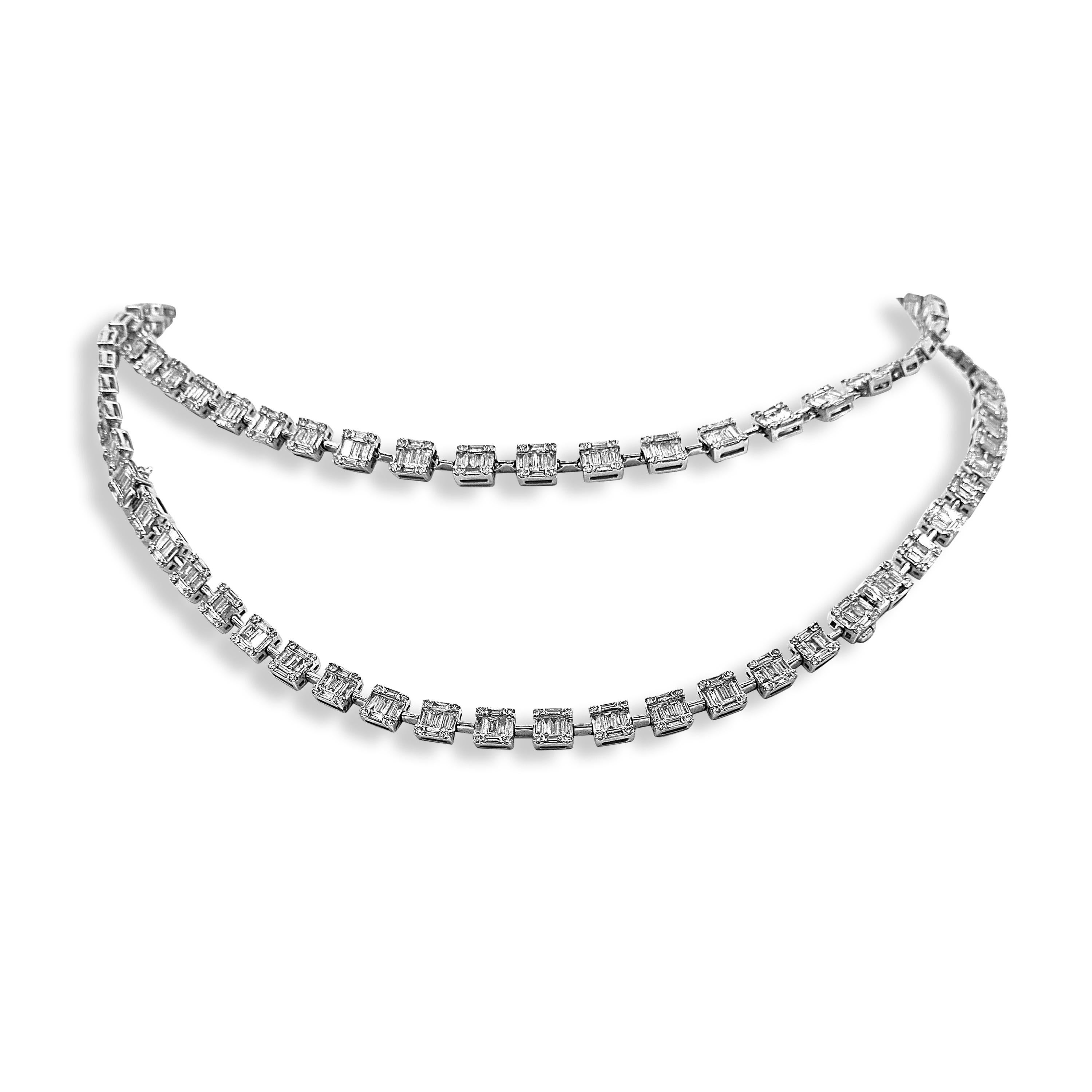 21.59 Carat Diamond White Gold Necklace Neuf - En vente à New York, NY