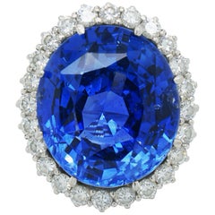 21.59 Carat No-Heat Ceylon Sapphire and Diamond Ring, by Schilling