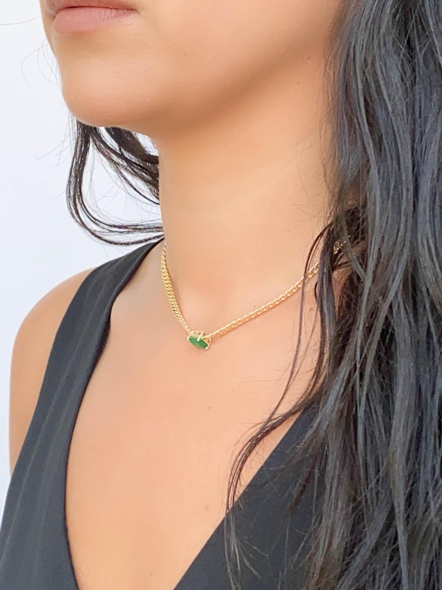 2.15ct Emerald East West Set on Miami Cuban Chain Choker Necklace 14K Gold R4475 4