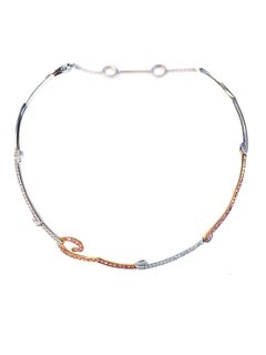 Collana italiana con diamanti naturali e zaffiro rosa da 2,15 carati in oro bianco e rosa 18 carati