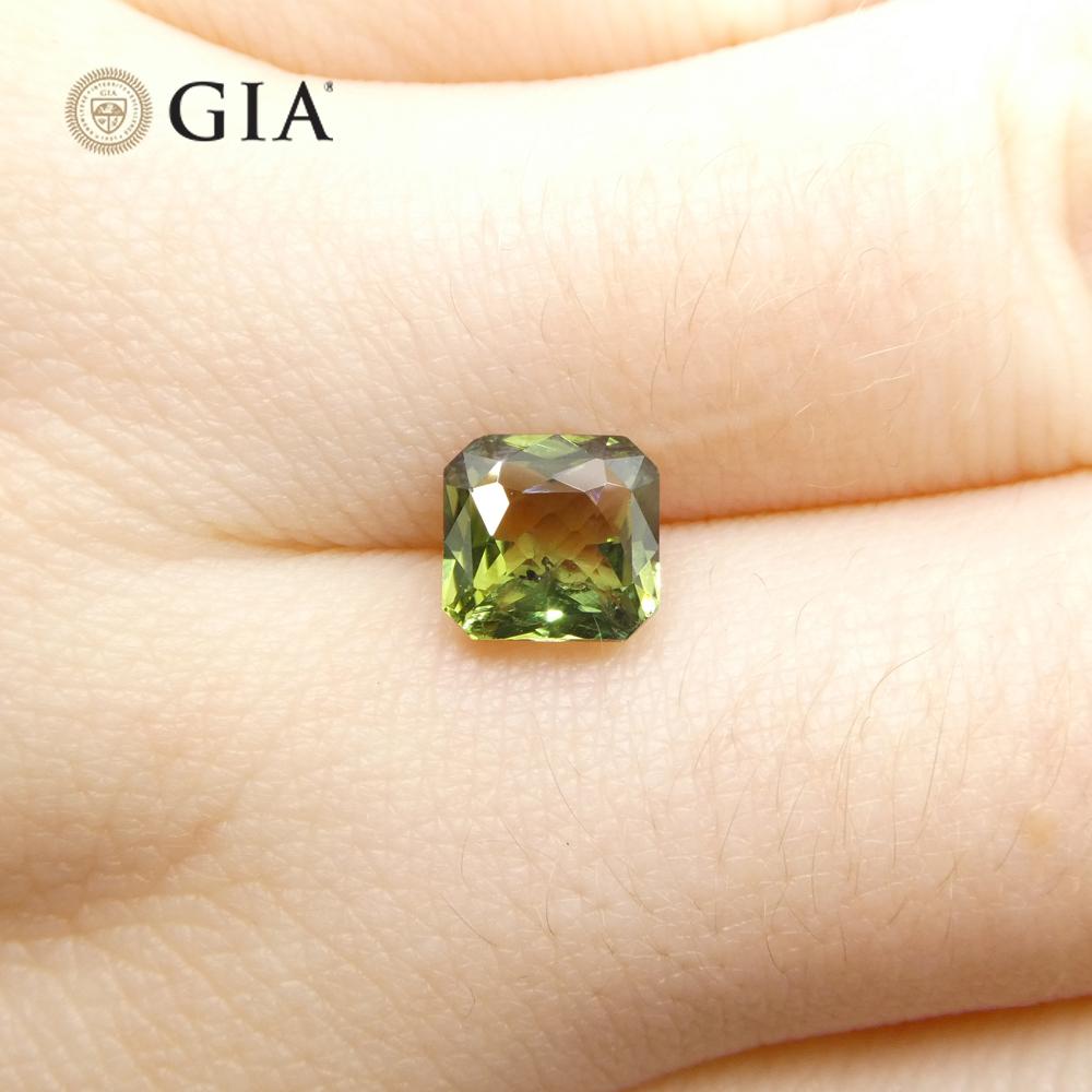 2.15ct Octagonal/Emerald Cut Bluish Green Sapphire GIA Certified For Sale 6