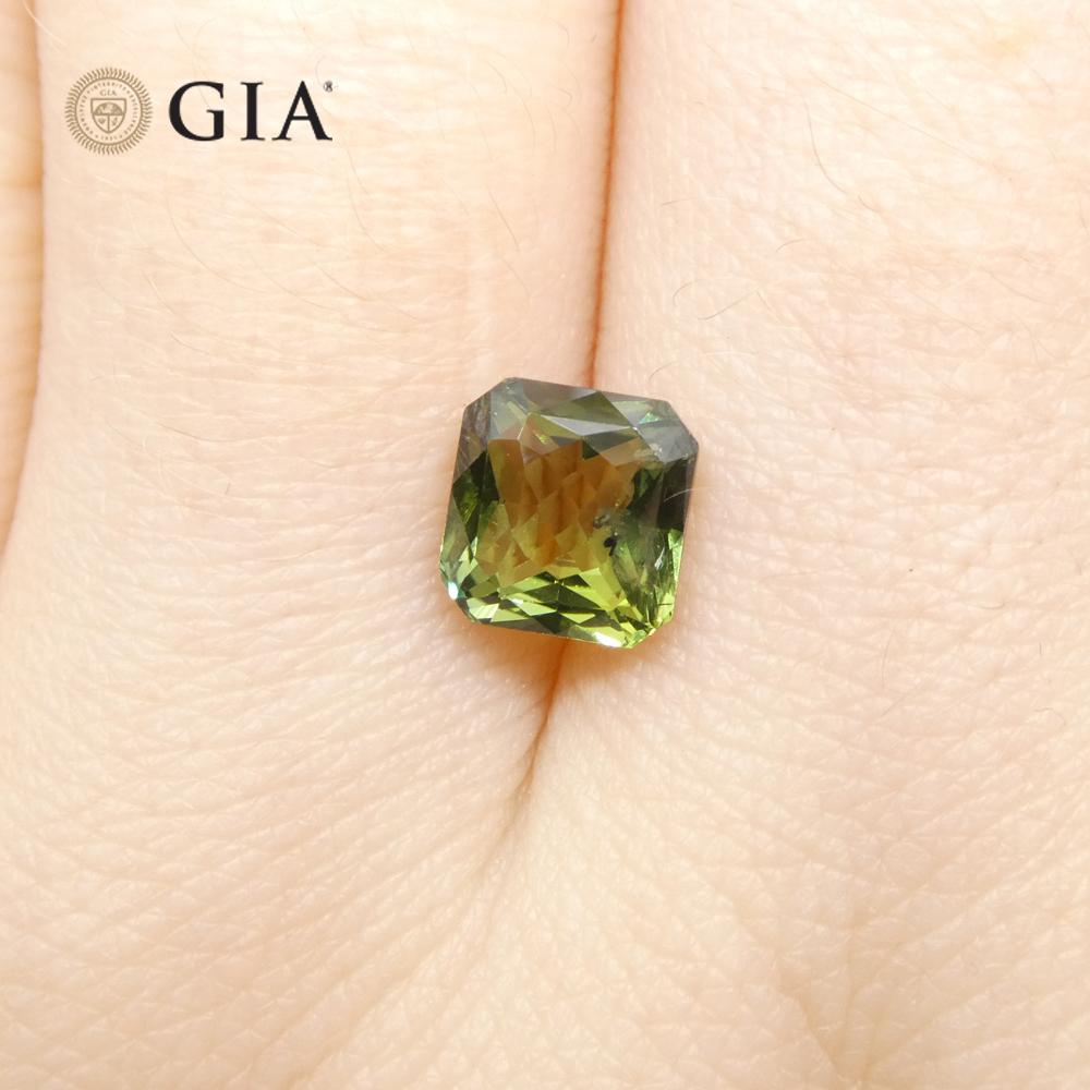 2.15ct Octagonal/Emerald Cut Bluish Green Sapphire GIA Certified For Sale 7