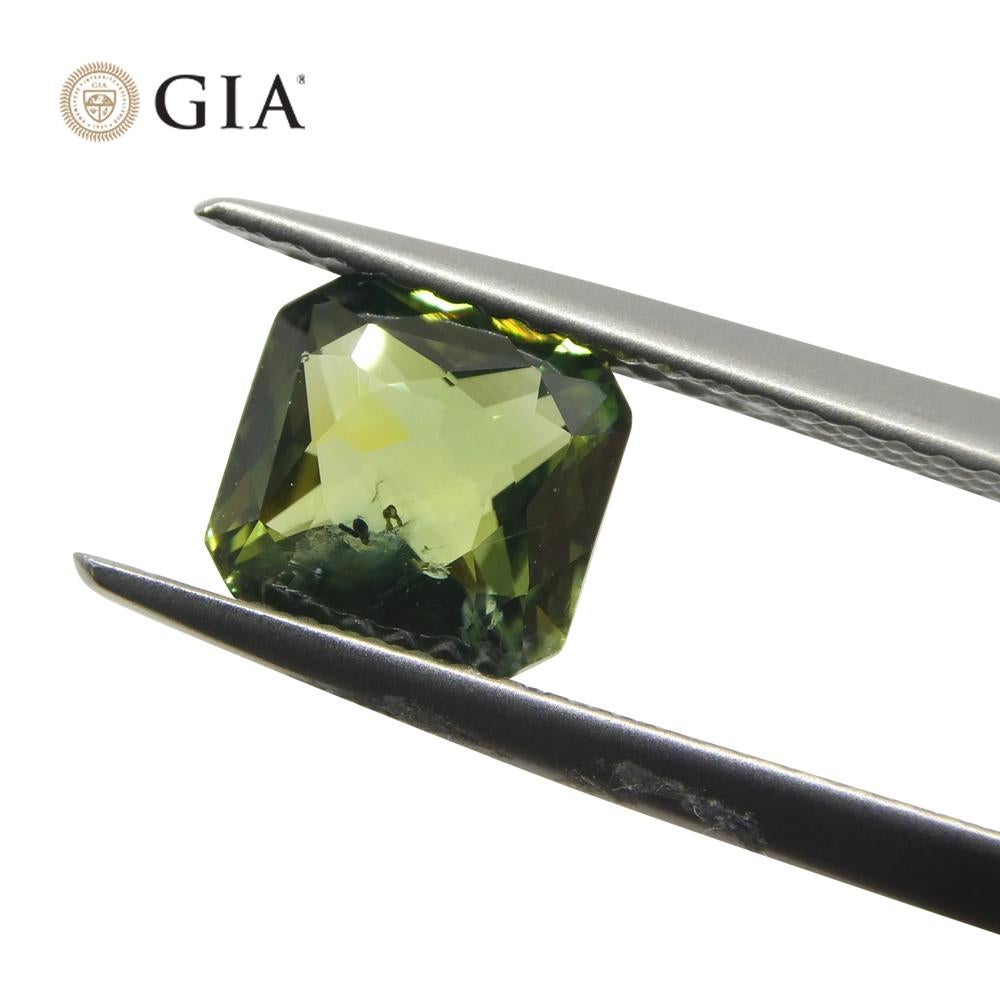 2.15ct Octagonal/Emerald Cut Bluish Green Sapphire GIA Certified For Sale 9