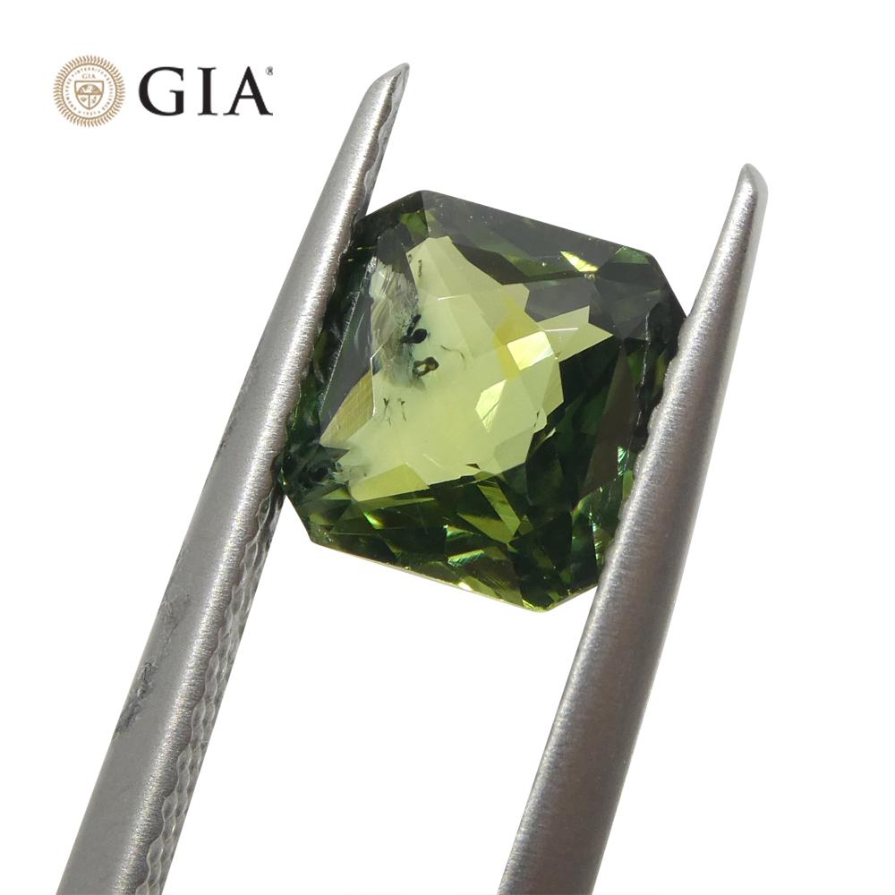 2.15ct Octagonal/Emerald Cut Bluish Green Sapphire GIA Certified In New Condition For Sale In Toronto, Ontario