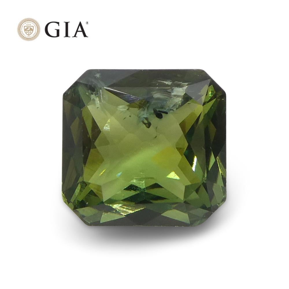 Women's or Men's 2.15ct Octagonal/Emerald Cut Bluish Green Sapphire GIA Certified For Sale