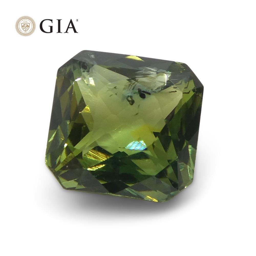 2.15ct Octagonal/Emerald Cut Bluish Green Sapphire GIA Certified For Sale 1