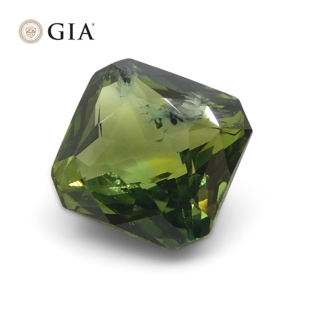 2.15ct Octagonal/Emerald Cut Bluish Green Sapphire GIA Certified For Sale 2