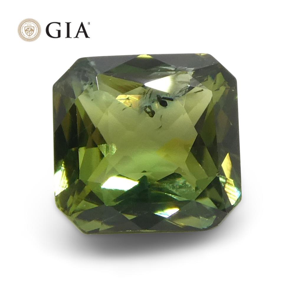 2.15ct Octagonal/Emerald Cut Bluish Green Sapphire GIA Certified For Sale 3