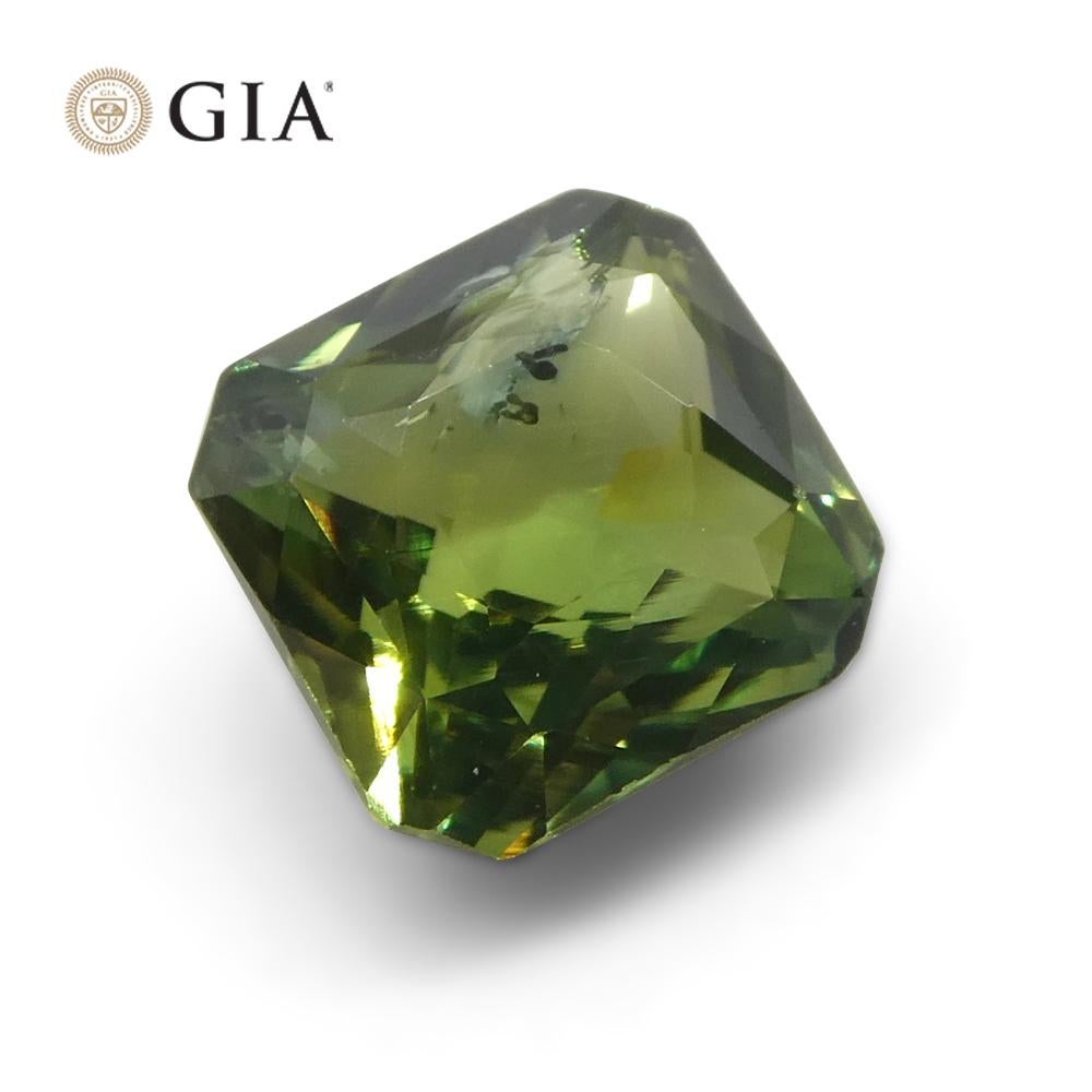2.15ct Octagonal/Emerald Cut Bluish Green Sapphire GIA Certified For Sale 4