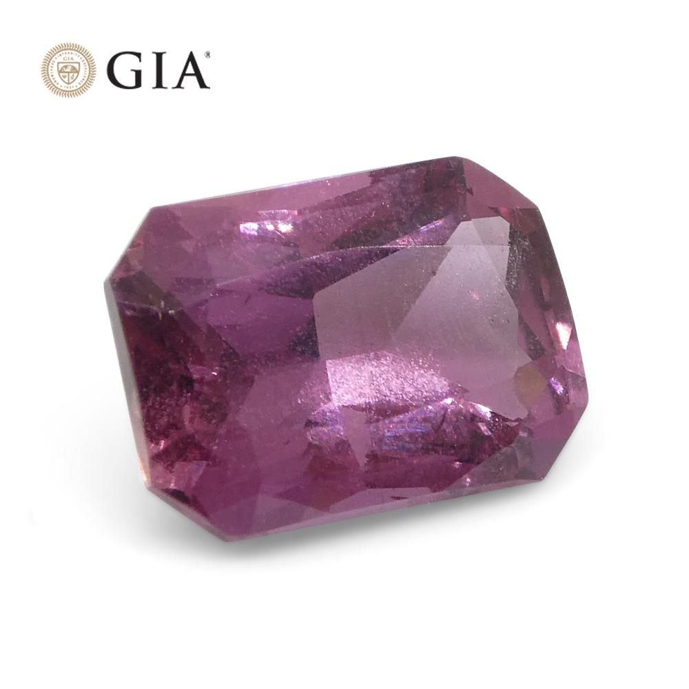 2.15ct Octagonal Purplish Pink Sapphire GIA Certified Madagascar For Sale 1