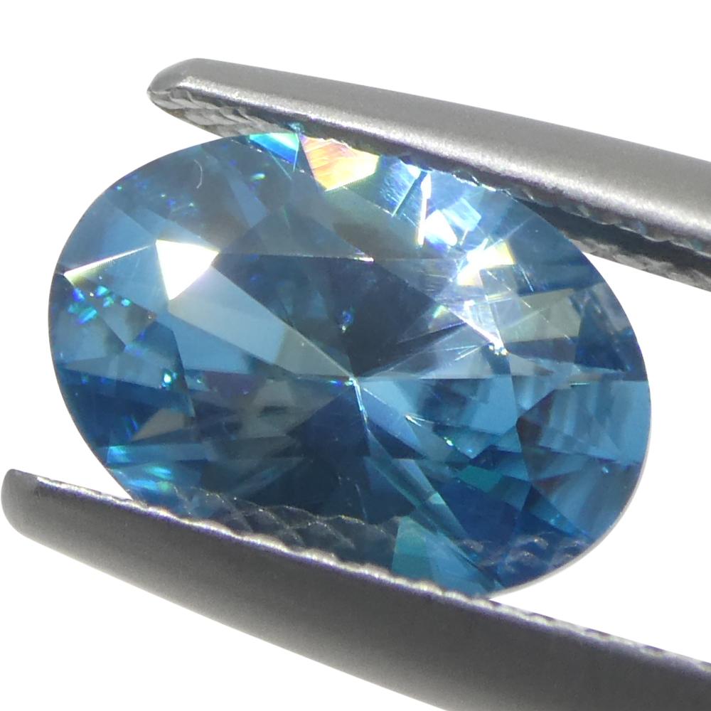 2.15ct Natural Earth Mined Oval Master Brilliant Cut Blue Zircon from Cambodia For Sale 7