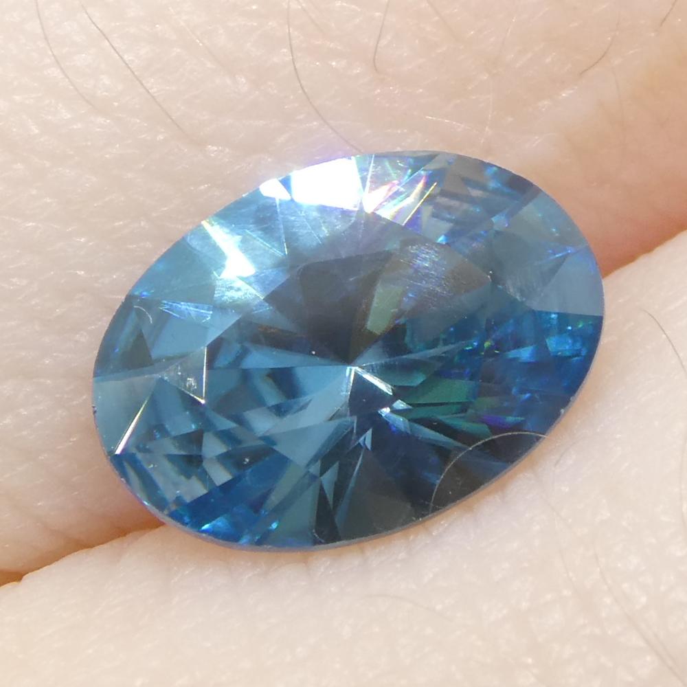 2.15ct Natural Earth Mined Oval Master Brilliant Cut Blue Zircon from Cambodia For Sale 8