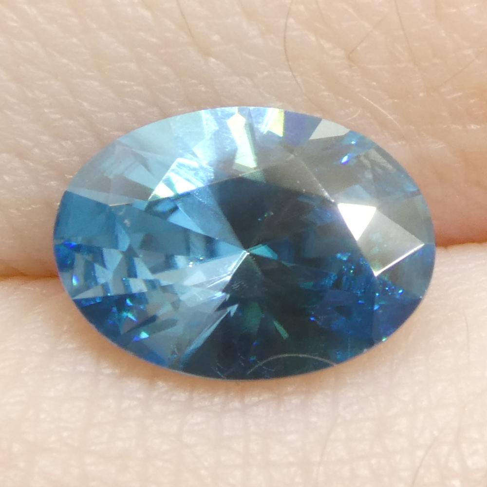 2.15ct Natural Earth Mined Oval Master Brilliant Cut Blue Zircon from Cambodia For Sale 9