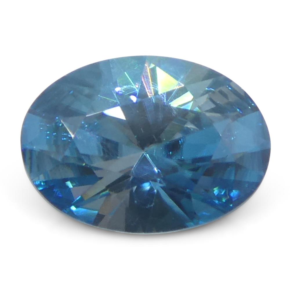 2.15ct Natural Earth Mined Oval Master Brilliant Cut Blue Zircon from Cambodia For Sale 1