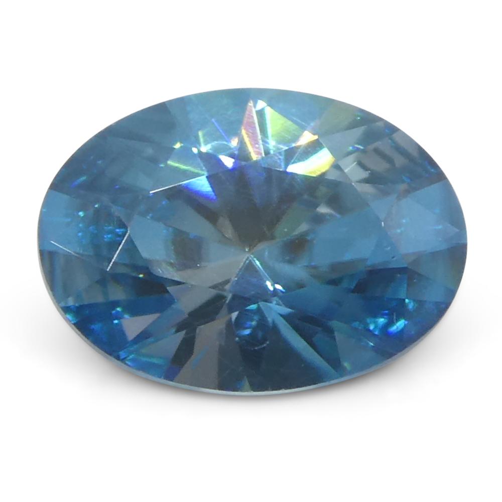 2.15ct Natural Earth Mined Oval Master Brilliant Cut Blue Zircon from Cambodia For Sale 2