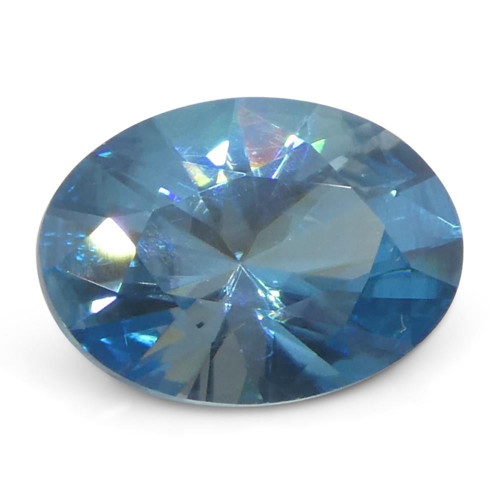 2.15ct Natural Earth Mined Oval Master Brilliant Cut Blue Zircon from Cambodia For Sale 3