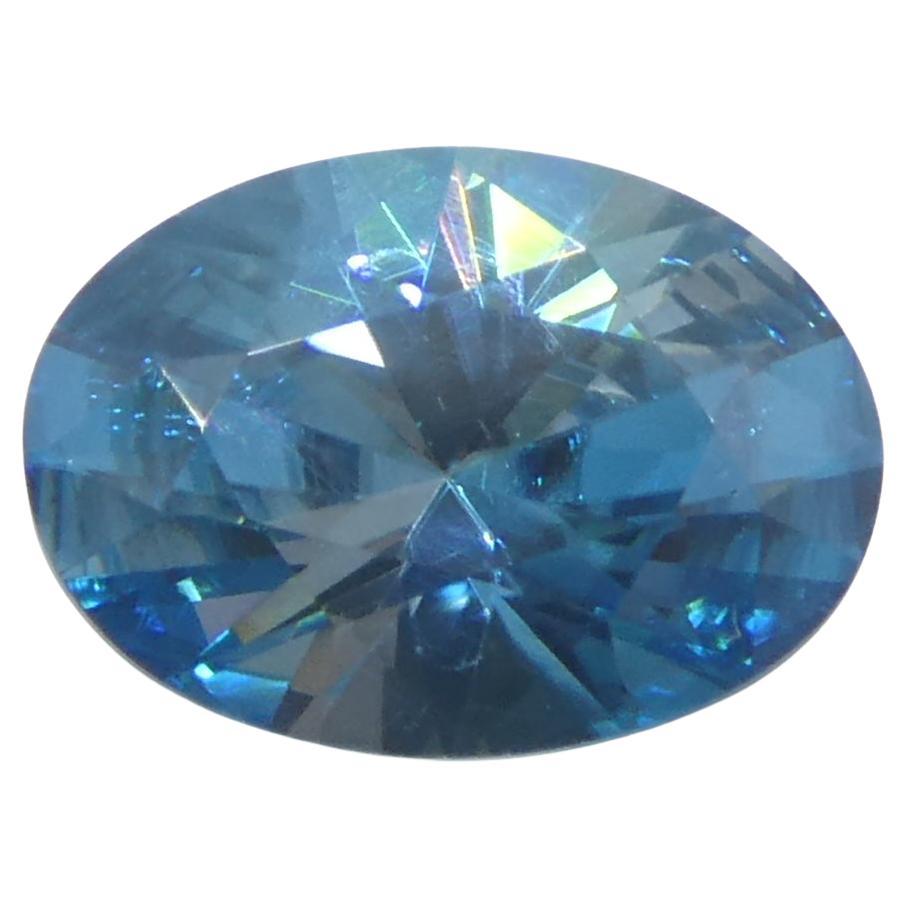 2.15ct Natural Earth Mined Oval Master Brilliant Cut Blue Zircon from Cambodia For Sale