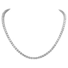 Collier tennis en or blanc 14 carats avec diamants taille ronde de 21,5 carats, 4 griffes