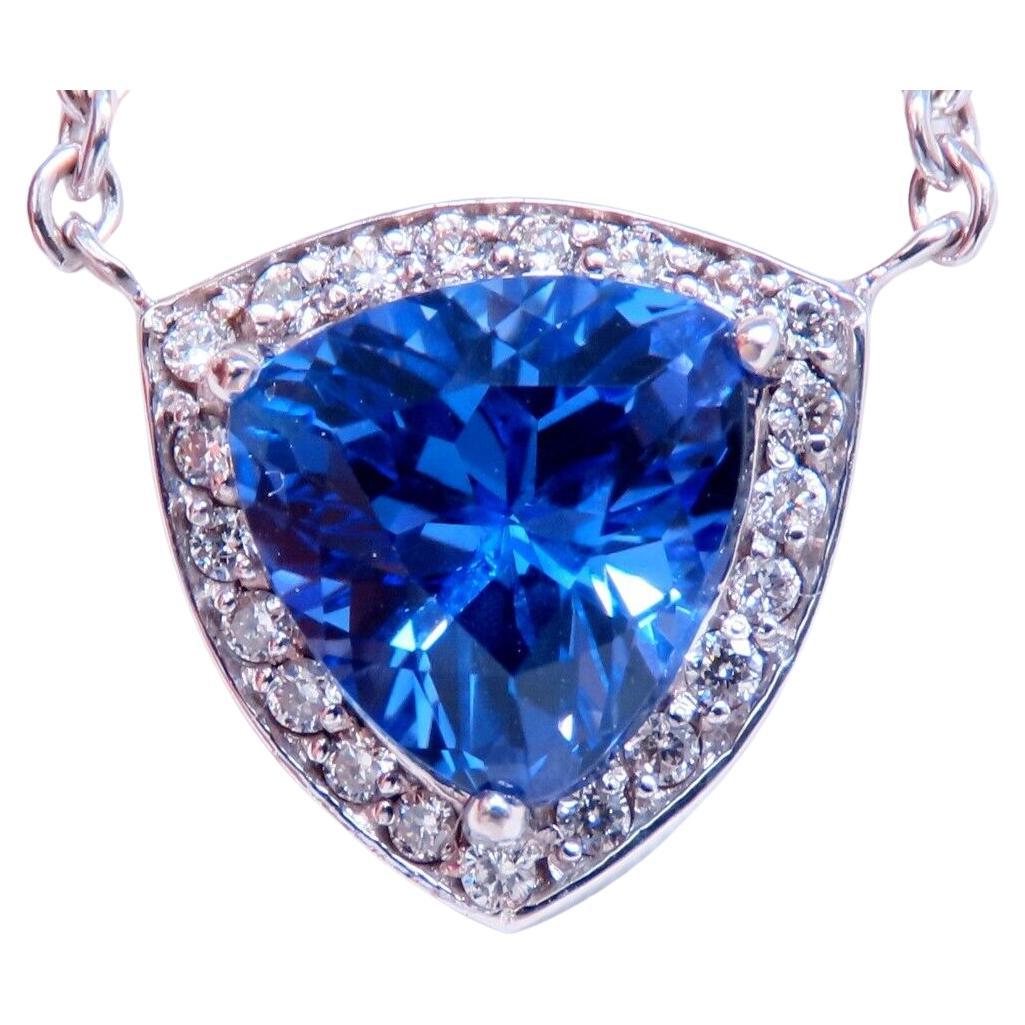 Collana con tanzanite da 2,15 carati, oro 14kt, taglio Trillian, lunghezza 18 pollici* in vendita