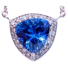 Collana con tanzanite da 2,15 carati, oro 14kt, taglio Trillian, lunghezza 18 pollici*
