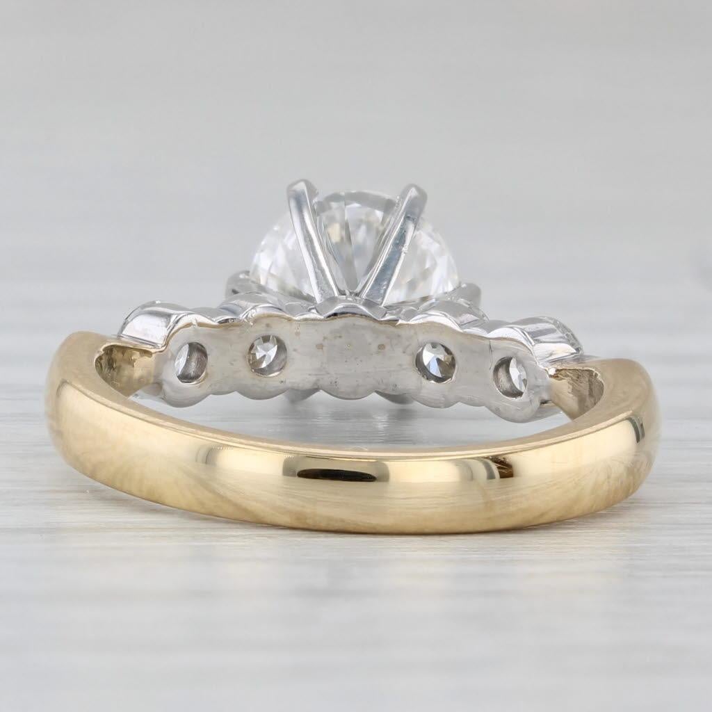Round Cut 2.15ctw Round Diamond Engagement Ring 18k Gold Size 6.5 Hearts on Fire GIA For Sale