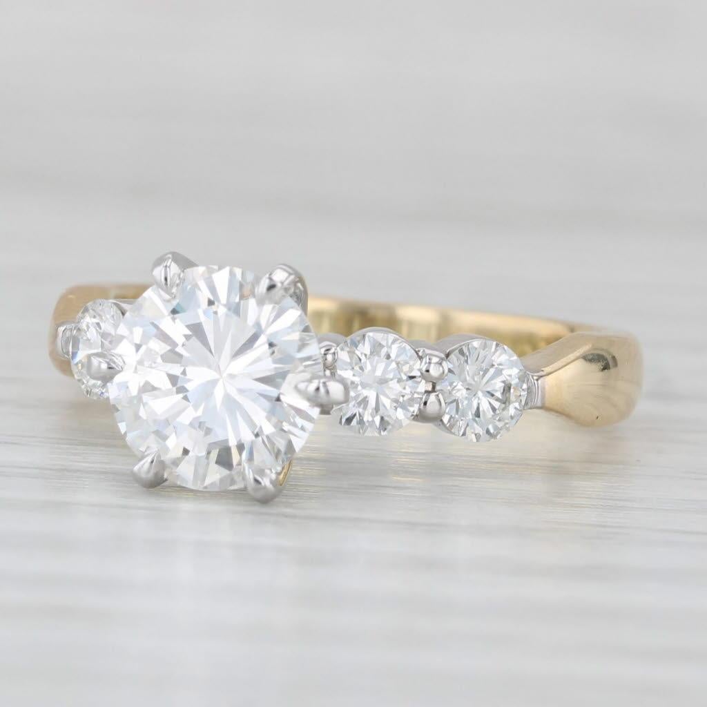 2.15ctw Round Diamond Engagement Ring 18k Gold Size 6.5 Hearts on Fire GIA For Sale 1