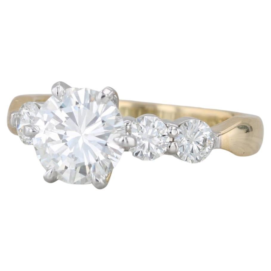 2.15ctw Round Diamond Engagement Ring 18k Gold Size 6.5 Hearts on Fire GIA For Sale