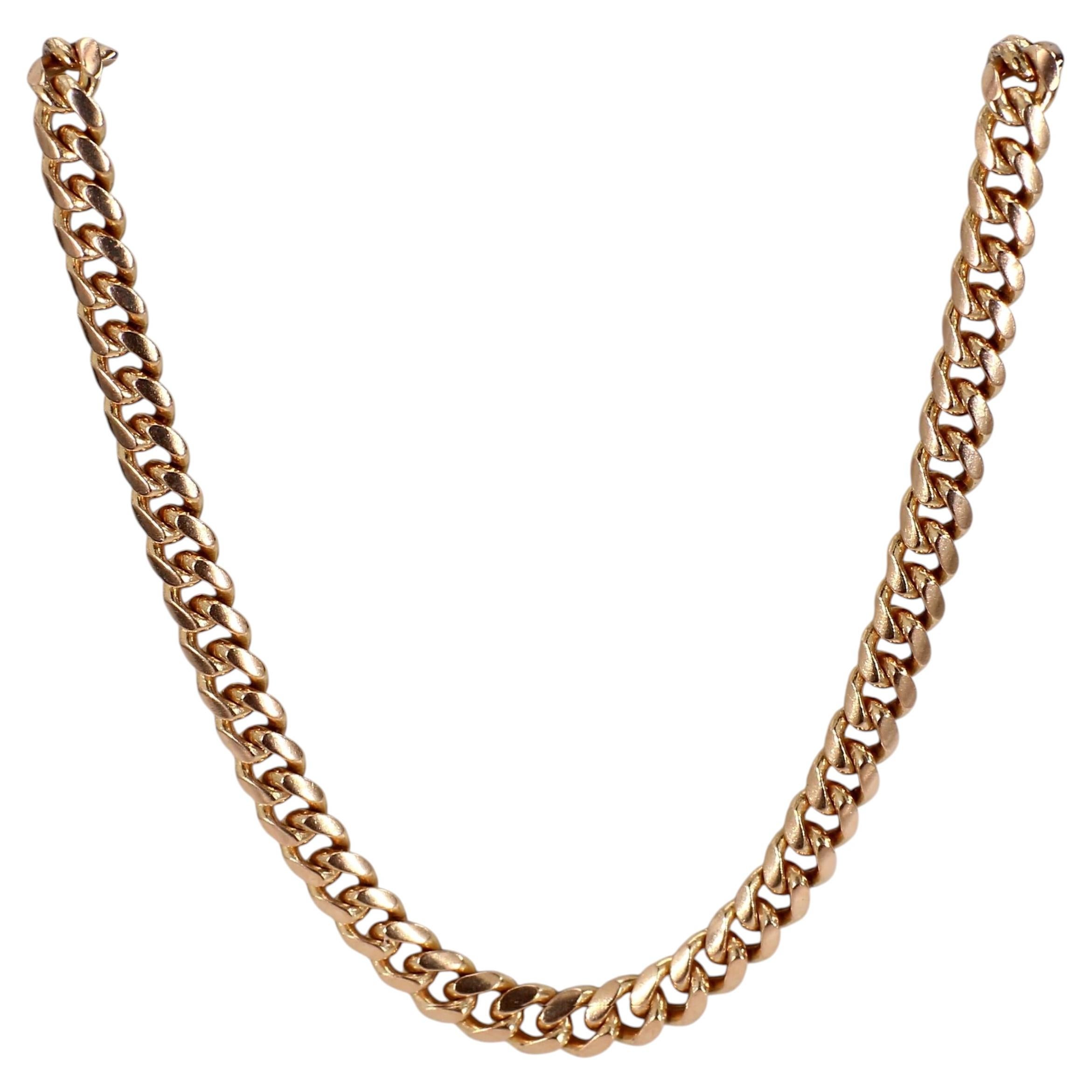 Collar de cadena de eslabones cubanos de oro rosa de 14k de 21,5 pulgadas
