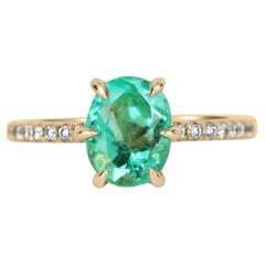 2.15tcw 14K Colombian Emerald-Oval Cut & Diamond Band Engagement Ring