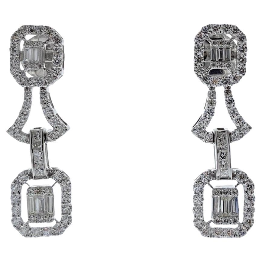 2.16 Carat Diamond Earrings In 18k White Gold