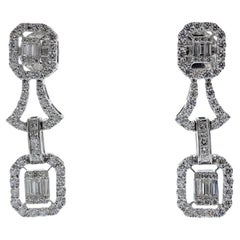 2.16 Carat Diamond Earrings In 18k White Gold