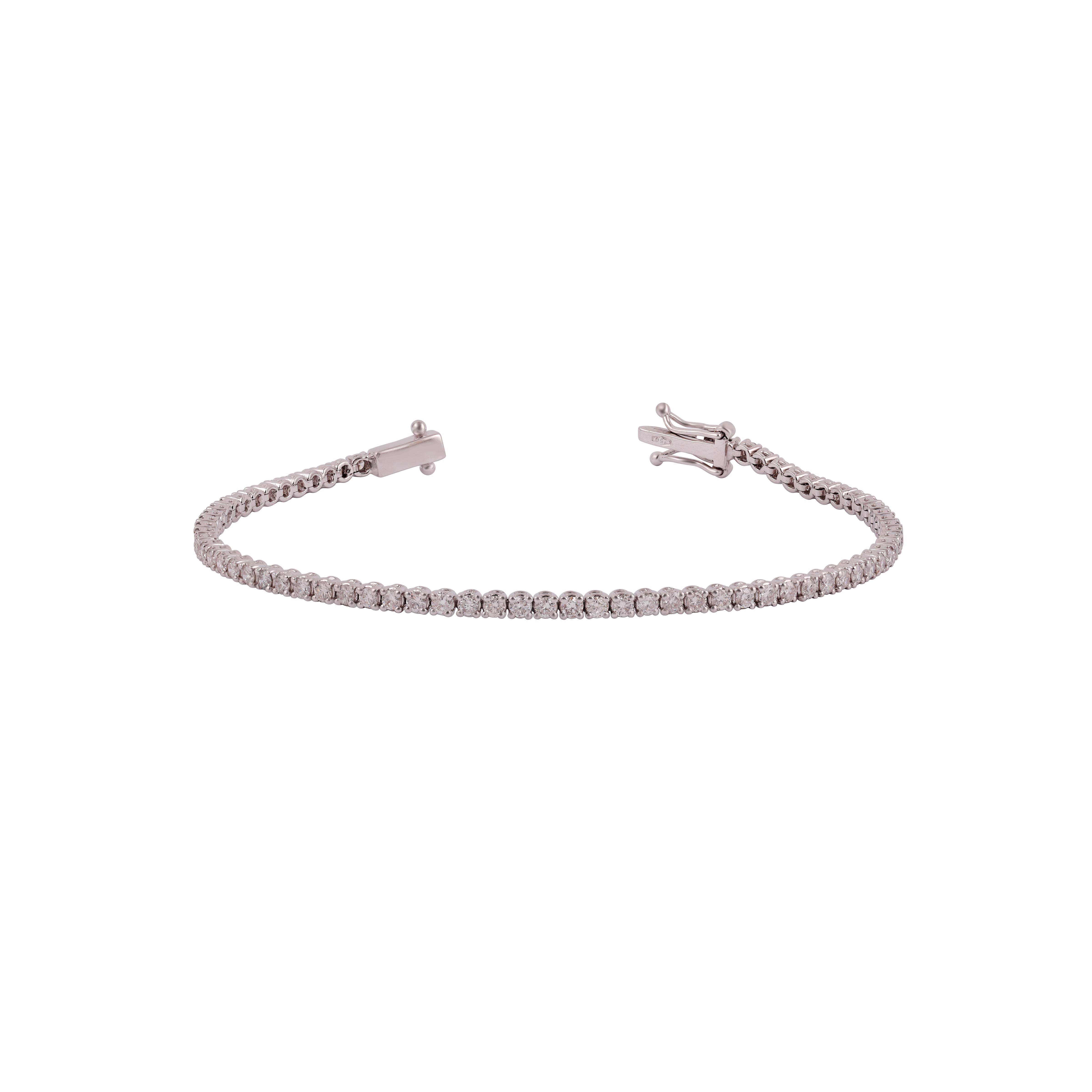 Have you always wanted a tennis bracelet? This is one that you could wear everyday, all day, and even to bed! This 2.16 carat total weight diamond tennis bracelet is made really well with well constructed links and nice secure prongs that hold the