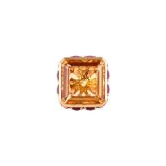 Sunita Nahata Honey Quartz 21.6ct. Fancy Ring in 18KYG with Diamond.