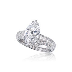 2.16 Carat Marquise Statement Brilliant White / D color FL/IF  Diamond Ring