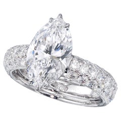 2.16 Carat Marquise Statement Brilliant White / D color FL/IF  Diamond Ring