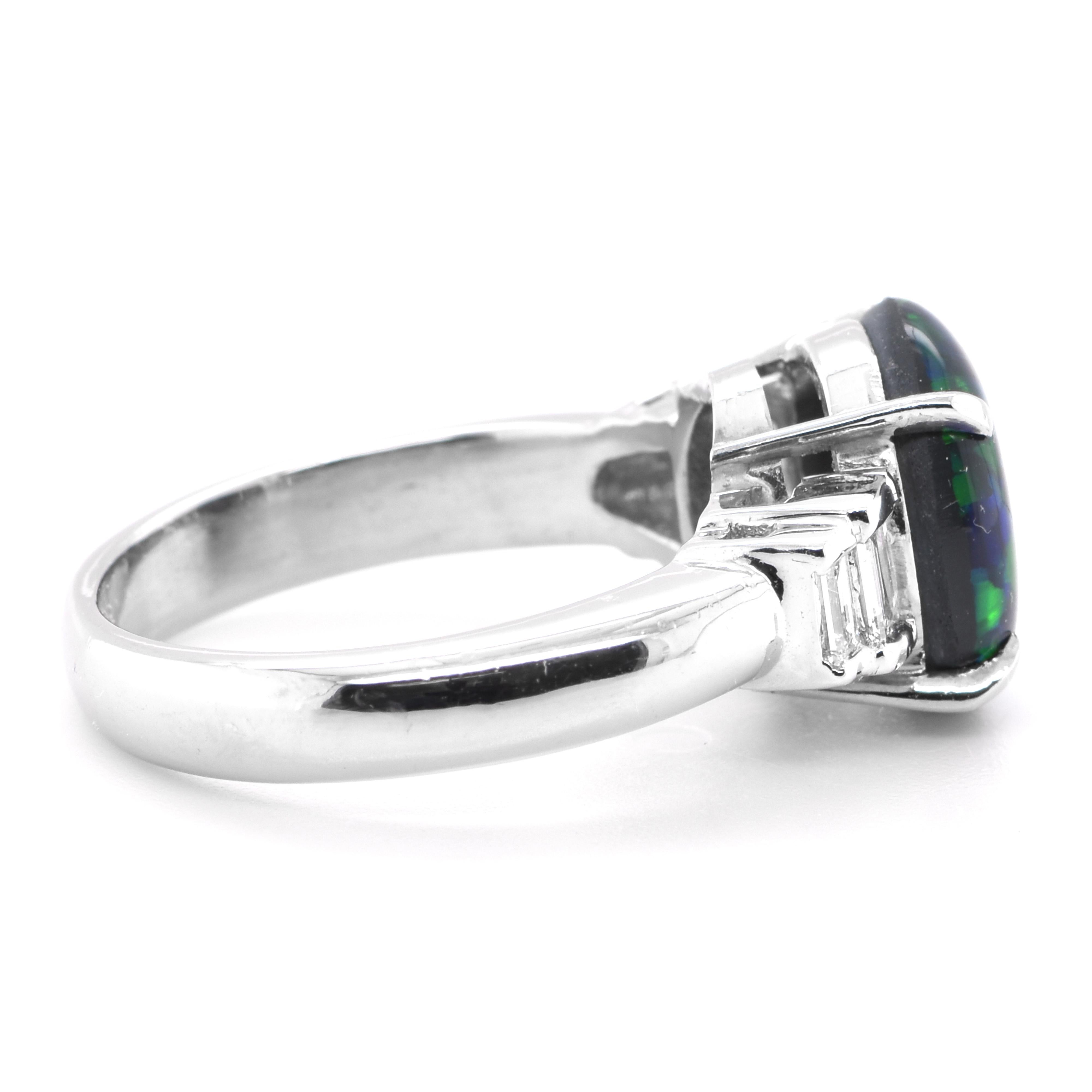 black opal engagement ring set