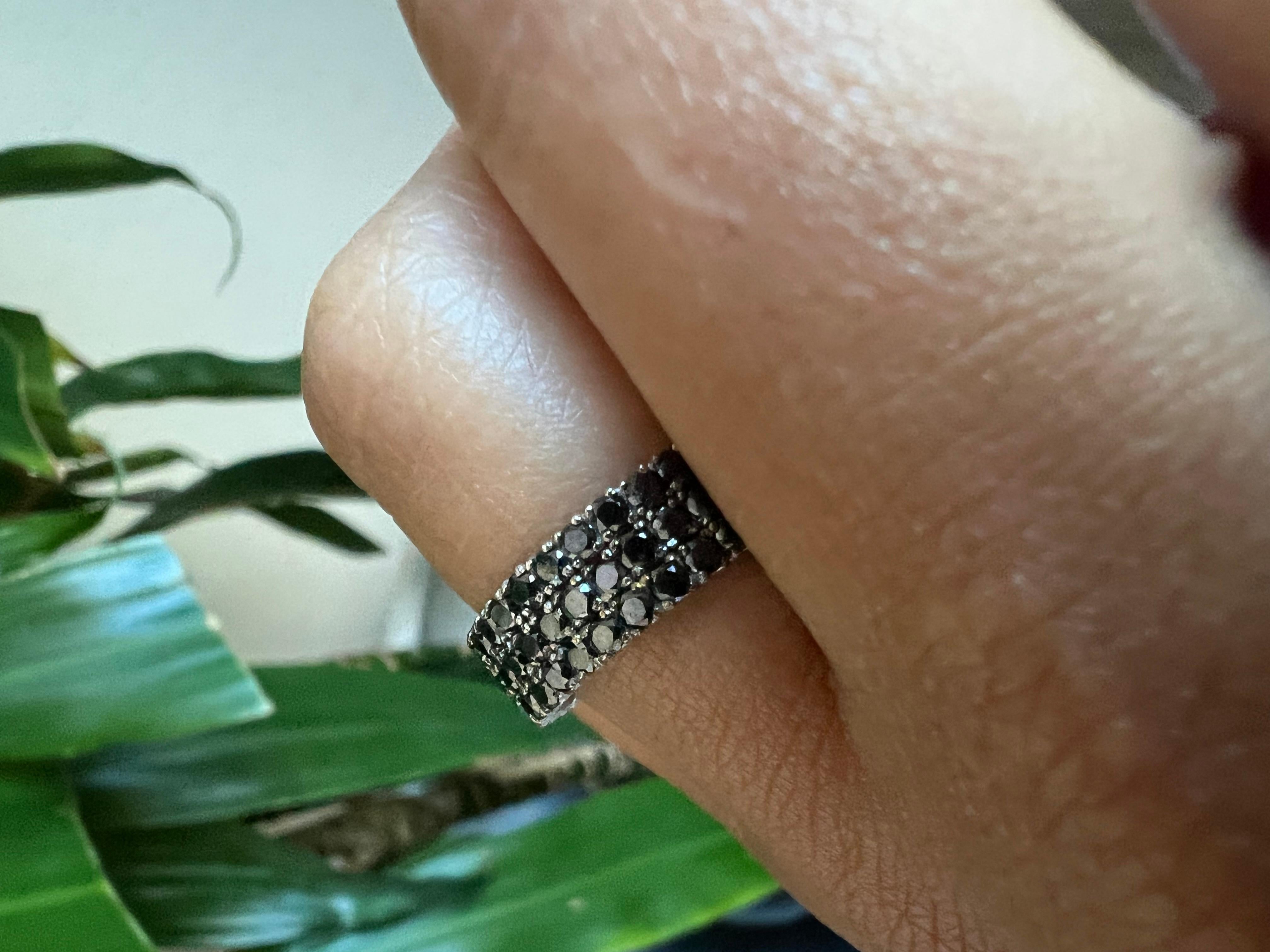 da uomo o donna Fascia in oro bianco con diamante nero naturale da 2,16 carati in vendita