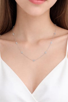 2.16 Carat Nature Diamond By The Yard Necklace 14 Karat White Gold 18'' (Collier en or blanc 14 carats)
