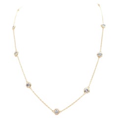 2,16 Karat natürlicher Diamant By The Yard Halskette 14 Karat Gelbgold 16''