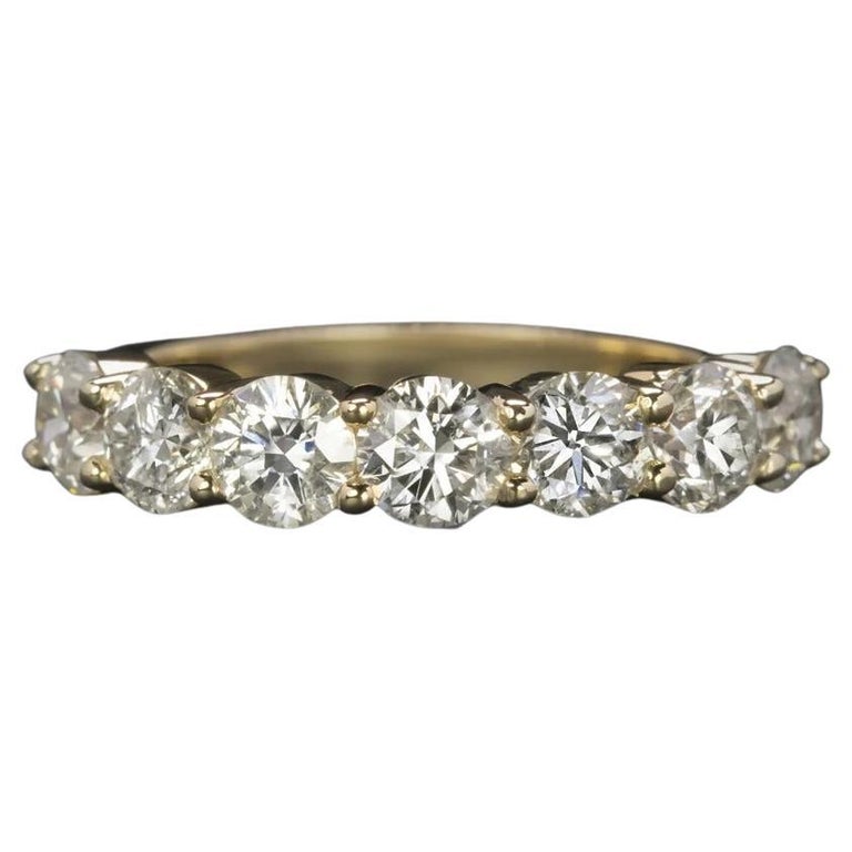 2.16 Carat Round Brilliant Cut Semi Eternity Band Ring For Sale at 1stDibs