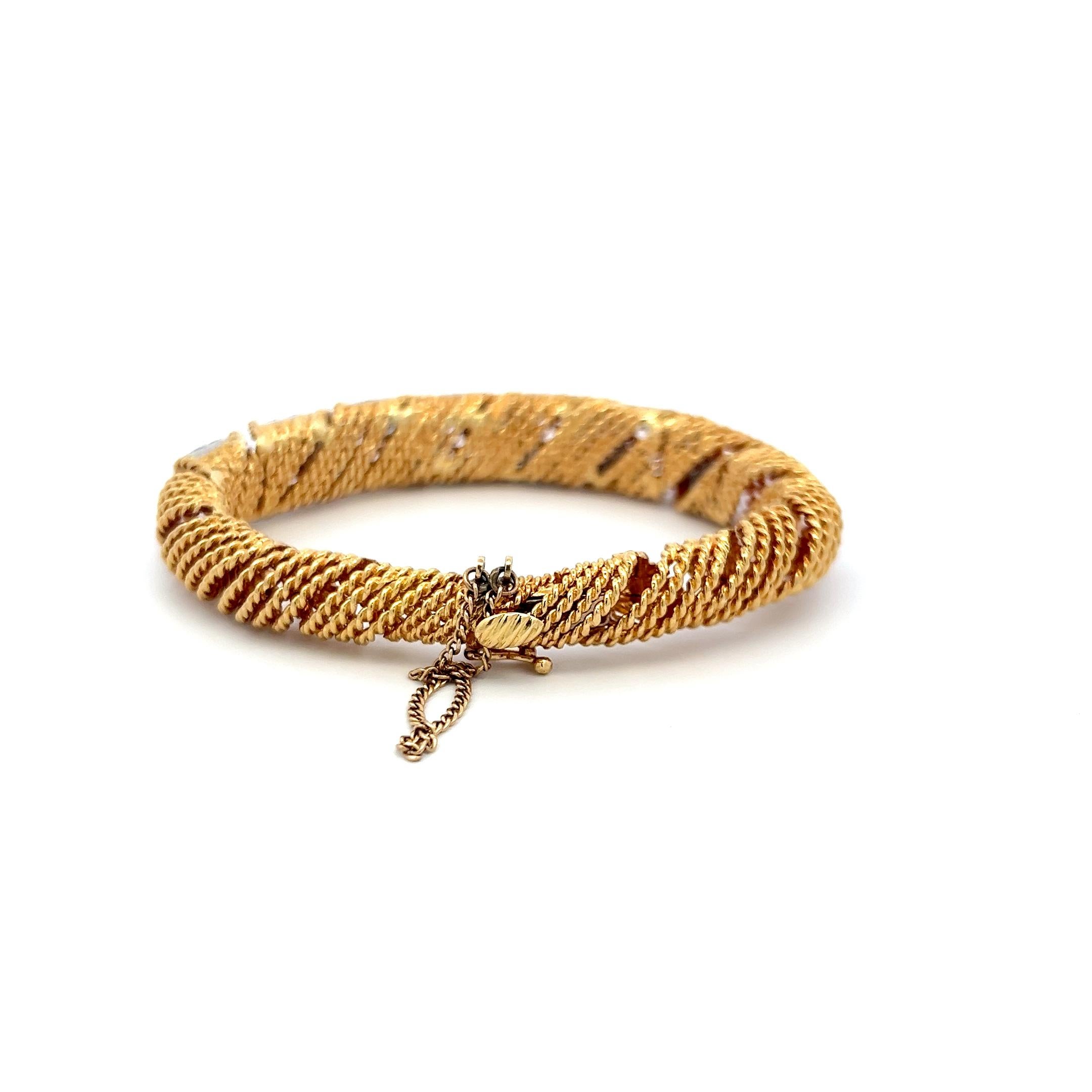 Taglio brillante Bracciale in oro giallo 18 carati con 2,16 carati di diamante rotondo brillante G VS in vendita