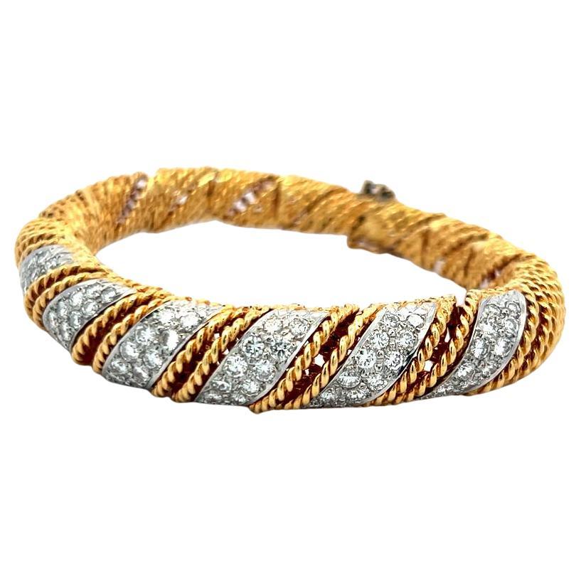 Bracciale in oro giallo 18 carati con 2,16 carati di diamante rotondo brillante G VS