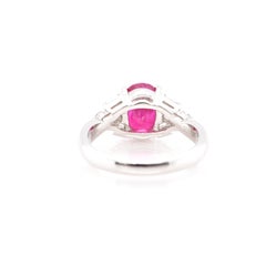 2.16 Carat Ruby and Diamond Ring Set in Platinum