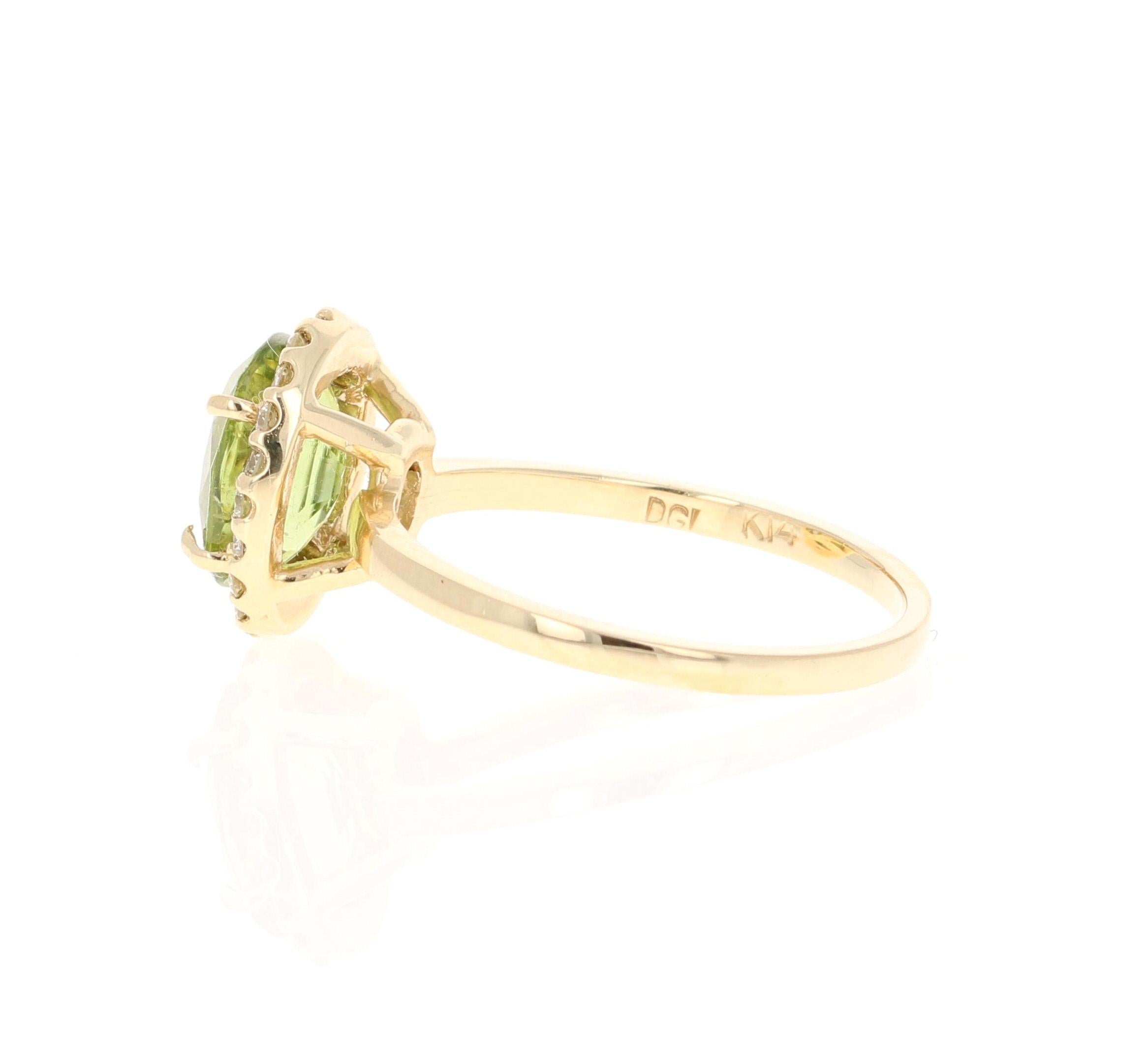 Contemporary 2.16 Carat Tourmaline Diamond Yellow Gold Ring For Sale