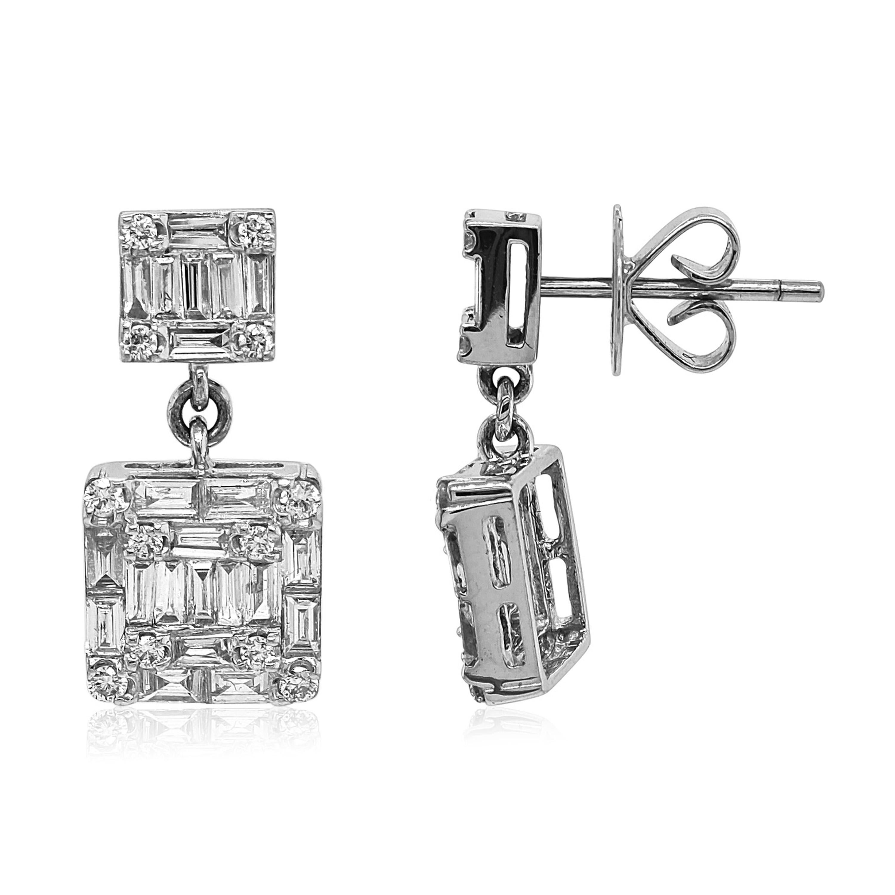 2.16 Carat White Diamond White Gold Earrings In New Condition For Sale In New York, NY